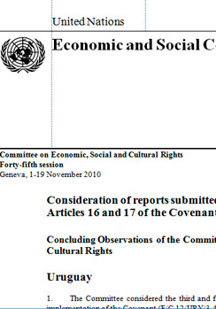 Recomendaciones del Comités de Derechos Económicos, Sociales y Culturales