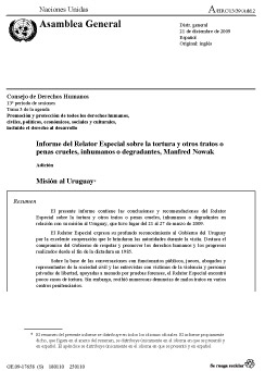 Informe del Relator Especial sobre la tortura y otros tratos o penas crueles, inhumanos o degradantes, Manfred Nowak. Misión al Uruguay